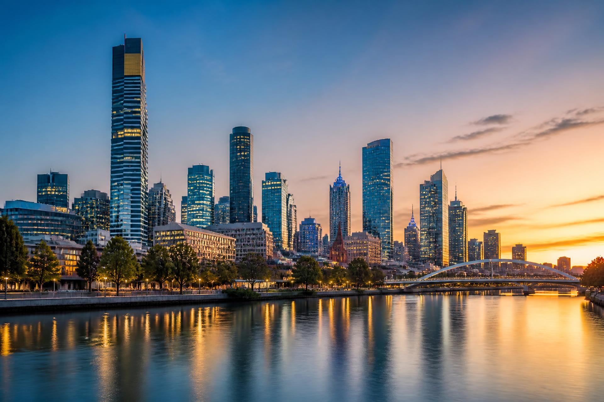 Melbourne skyline at dusk
